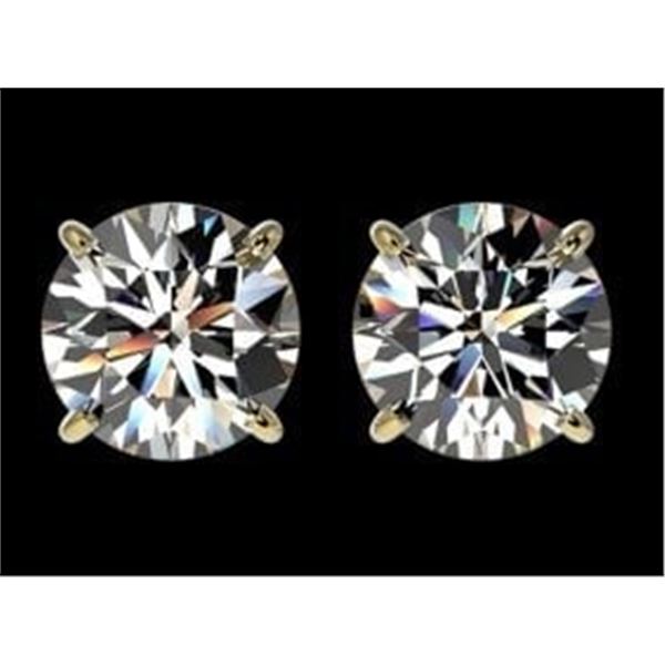 3.00 ct. Natural Round Diamond Stud Earrings in 14K Yellow Gold