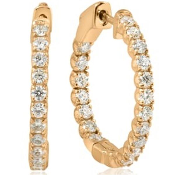 2.00 ct. Natural Diamond Hoop Earrings in 14K Yellow Gold