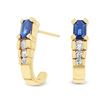 Image 1 : 1.45 ct. Natural Sapphire & Diamond J Style Earrings in 14K Yellow Gold