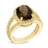 Image 2 : 4.05 ct. Natural Diamond & Smokey Quartz Ring in 14K Yellow Gold