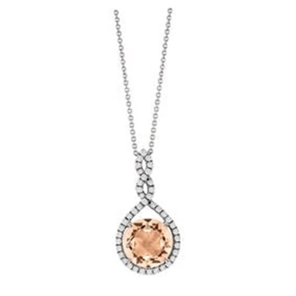 3.57 ct. Natural Diamond & Morganite Necklace in 14K White Gold