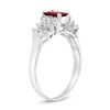 Image 2 : 0.70 ct. Natural Ruby & Diamond Ring in 14K White Gold