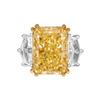 Image 1 : GIA 13.72 ct. Fancy Light Yellow VVS2 Radiant Three-Stone Diamond Ring 18k & Platinum