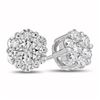 Image 1 : 1.50 ct. Natural Round Diamond Cluster Earrings in 14K White Gold