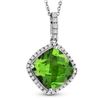 Image 1 : 3.00 ct. Natural Diamond & Peridot Pendant and Chain in 14K White Gold
