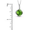 Image 2 : 3.00 ct. Natural Diamond & Peridot Pendant and Chain in 14K White Gold
