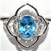 Image 1 : SILVER BLUE TOPAZ CZ(3.8CT) RHODIUM PLATED RING