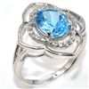 Image 2 : SILVER BLUE TOPAZ CZ(3.8CT) RHODIUM PLATED RING
