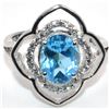 Image 3 : SILVER BLUE TOPAZ CZ(3.8CT) RHODIUM PLATED RING