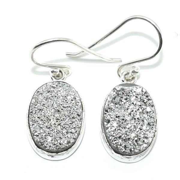 SILVER SILVER DRUZY(11.9CT) HAND MADE EARRINGS