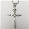Image 1 : SILVER BLUE TOPAZ CROSS 6.7G NECKLACE
