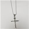 Image 2 : SILVER BLUE TOPAZ CROSS 6.7G NECKLACE