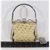 Image 1 : NEW YELLOW SPARKLE LACE AND METAL EVENING BAG
