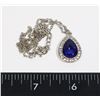 Image 1 : TEARDROP RHINESTONE PENDANT ON CHAIN