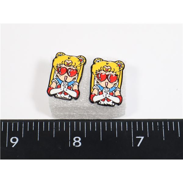 NEW PAIR OF SAILOR MOON ENAMEL STUDDED EARRINGS