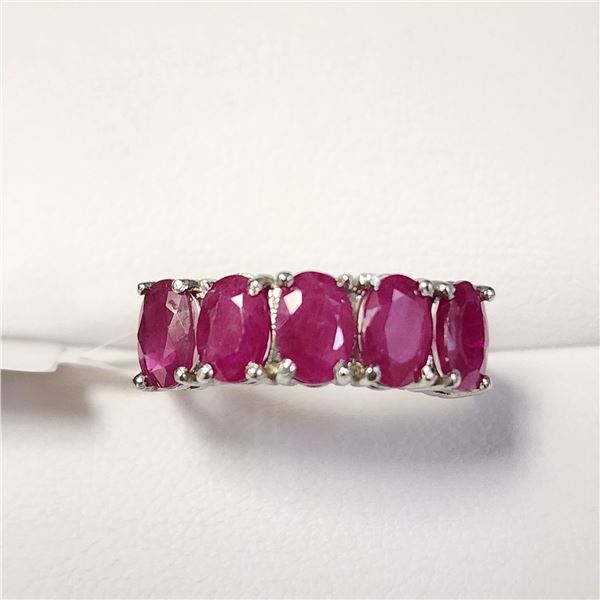 14K WHITE GOLD NATURAL RUBY(3.5CT) RING (SIZE 6.5)