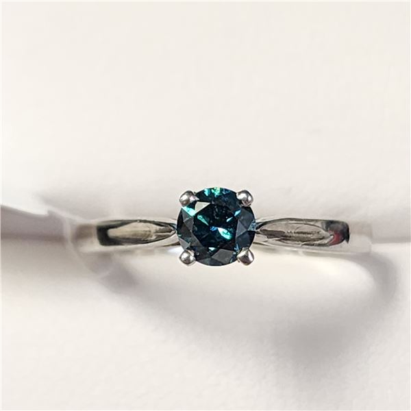 14K WHITE GOLD BLUE DIAMOND (TREATED)(0.3CT) RING