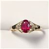 Image 1 : 10K YELLOW GOLD RUBY(0.5CT) DIAMOND(0.02CT) RING
