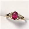 Image 3 : 10K YELLOW GOLD RUBY(0.5CT) DIAMOND(0.02CT) RING