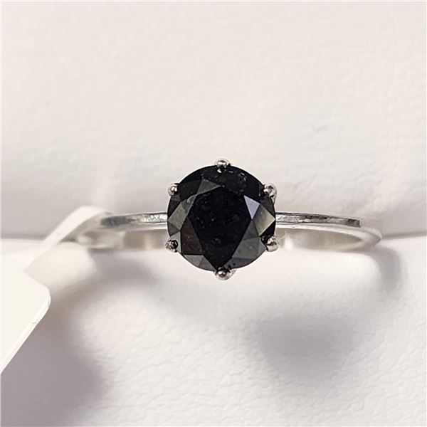 14K WHITE GOLD BLACK DIAMOND(1CT) RING (~SIZE 6)