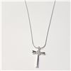 Image 2 : SILVER CZ CROSS 17" NECKLACE