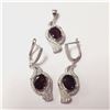 Image 1 : SILVER GARNET AND CZ PENDANT AND EARRING SET