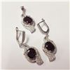 Image 2 : SILVER GARNET AND CZ PENDANT AND EARRING SET