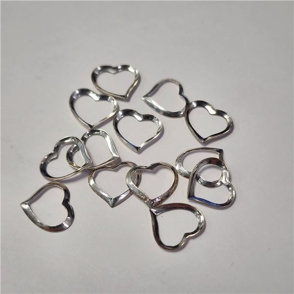 SILVER PACK OF 12 HEART PENDANT