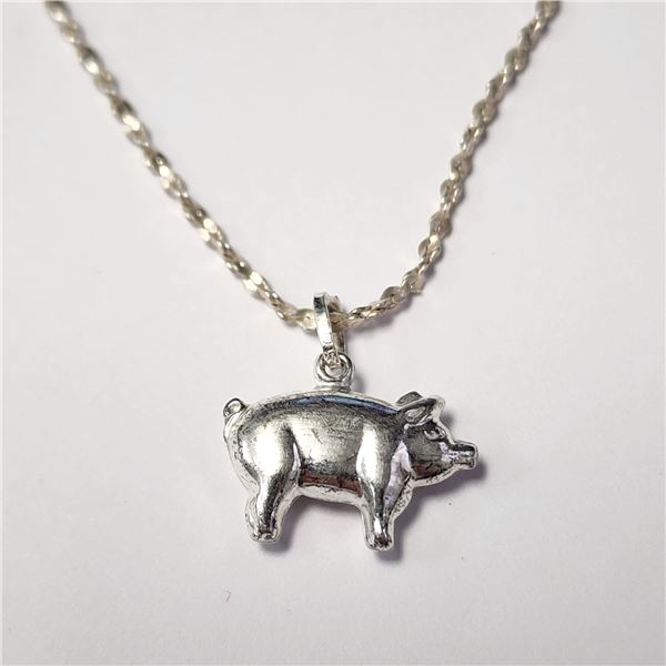 SILVER PIGGY 18" NECKLACE