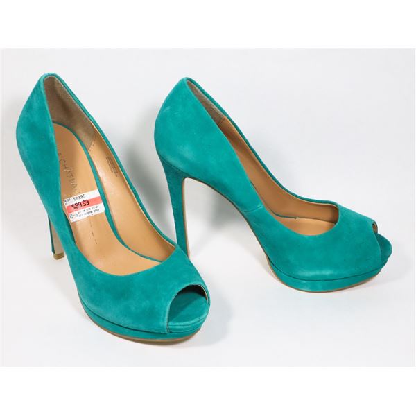 LE CHATEAU TEAL GREEN SUEDE HIGH HEEL PUMPS SIZE 8