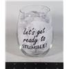 Image 1 : NEW WINE GLASS. "LET'S GET READY TO STUMBLE!"