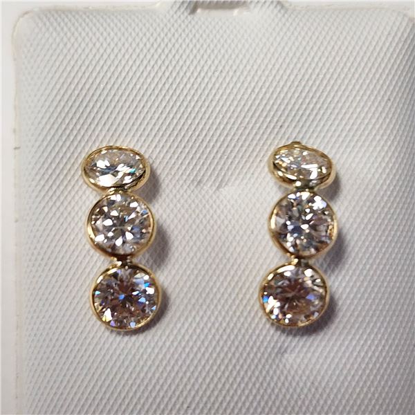 10K YELLOW GOLD MOISSANITE(3.4CT) EARRINGS