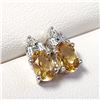 Image 2 : SILVER CITRINE AND DIAMOND EARRINGS