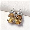Image 3 : SILVER CITRINE AND DIAMOND EARRINGS