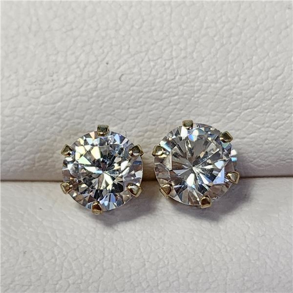 10K YELLOW GOLD CZ 6.5GG EARRINGS