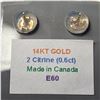 Image 3 : 14K YELLOW GOLD CITRINE(0.6CT) EARRINGS