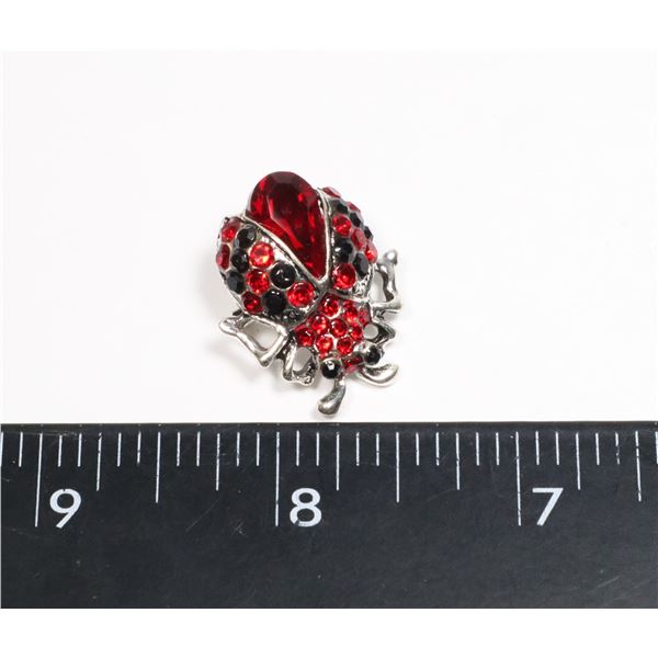 NEW SILVER TONE RHINESTONE LADYBIRD/LADY BUG