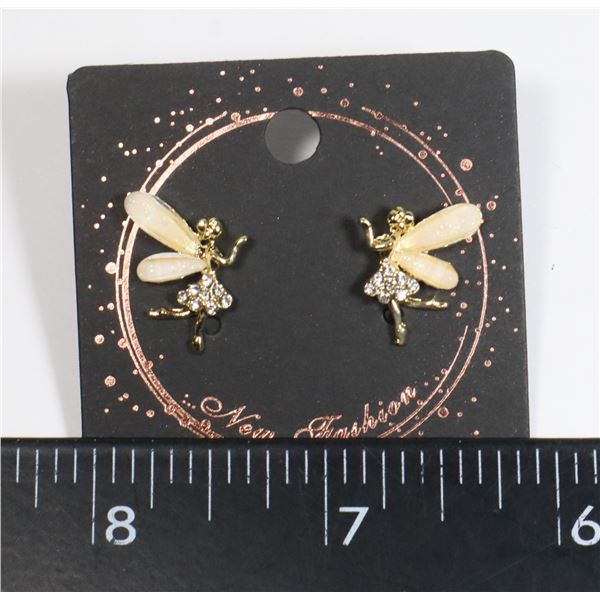 NEW GOLD TONE FAIRY STUD EARRINGS