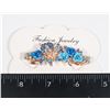 Image 1 : NEW ROSE GOLD TONE BLUE ROSES AND RHINESTONES