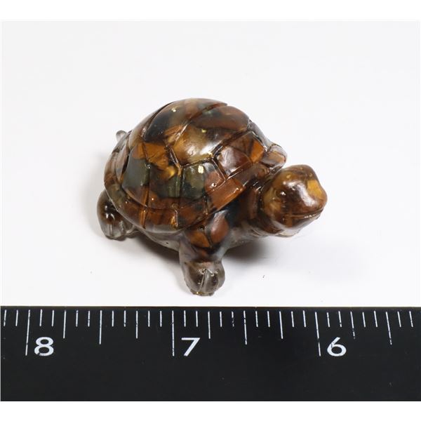 NEW RESIN TURTLE MINI WITH TIGER EYE INSIDE RESIN