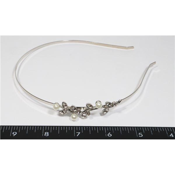 NEW HEADBAND SIDE FAUX PEARL/RHINESTONE FLOWER