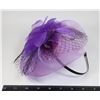 Image 1 : NEW PURPLE FASCINATOR HAIR BAND FEATHER COCKTAIL