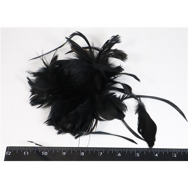 NEW BLACK FEATHER FASCINATOR HAIR COMB COCKTAIL