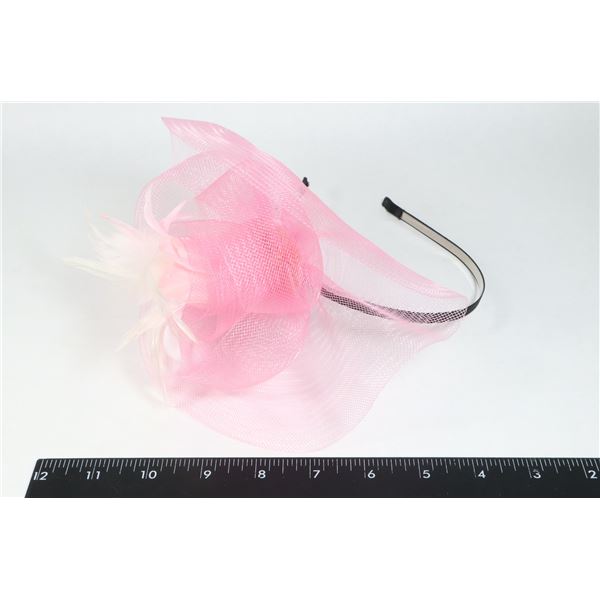 NEW PINK  FASCINATOR HAIR BAND FEATHER COCKTAIL