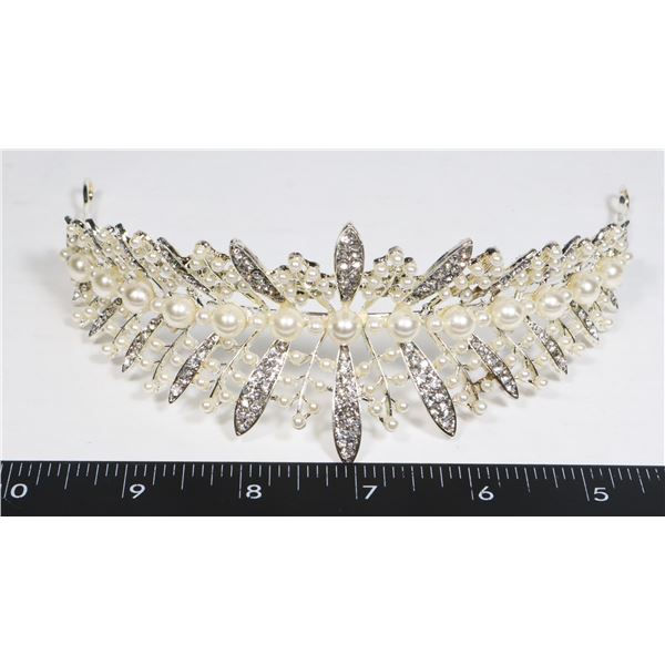 NEW RHINESTONE FAUX PEARL HEAD BAND DRAGONFLY