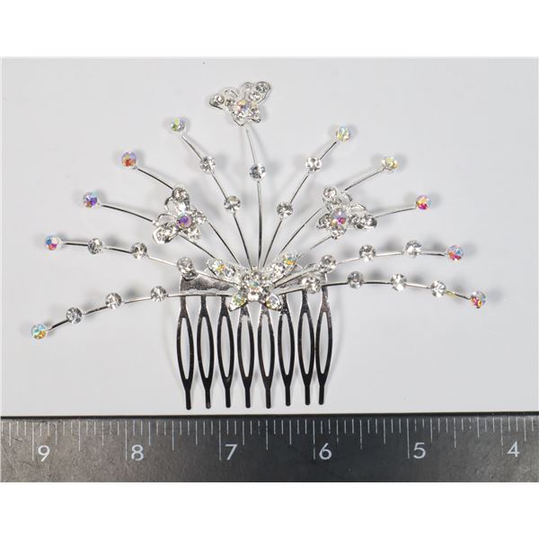 NEW RHINESTONE BUTTERFLY DESIGN HAIR COMB WEDDING