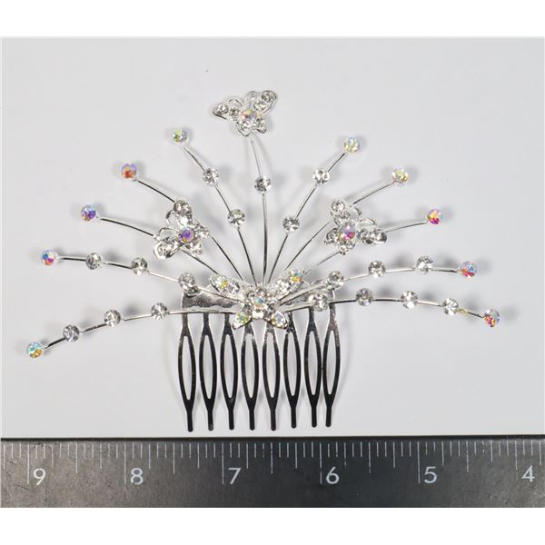 NEW RHINESTONE BUTTERFLY DESIGN HAIR COMB WEDDING