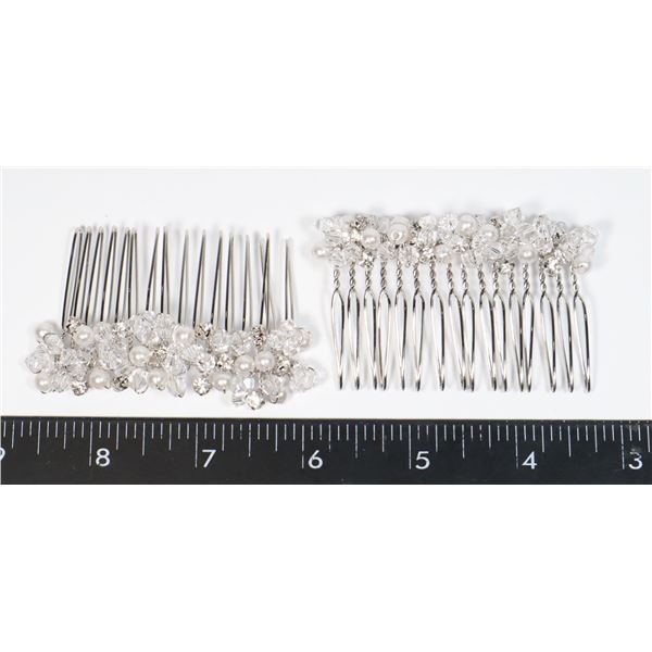 2 NEW BEADED AND RHINESTONE HAIR COMBS