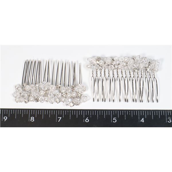 2 NEW BEADED AND RHINESTONE HAIR COMBS