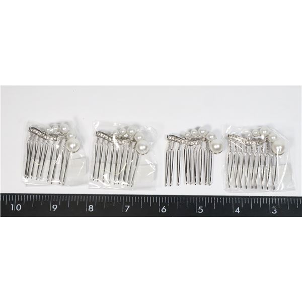 4 NEW DAINTY RHINESTONE AND FAUX PEARL HAIR COMBS